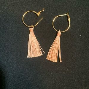 “Blush” pink rose tassel earrings